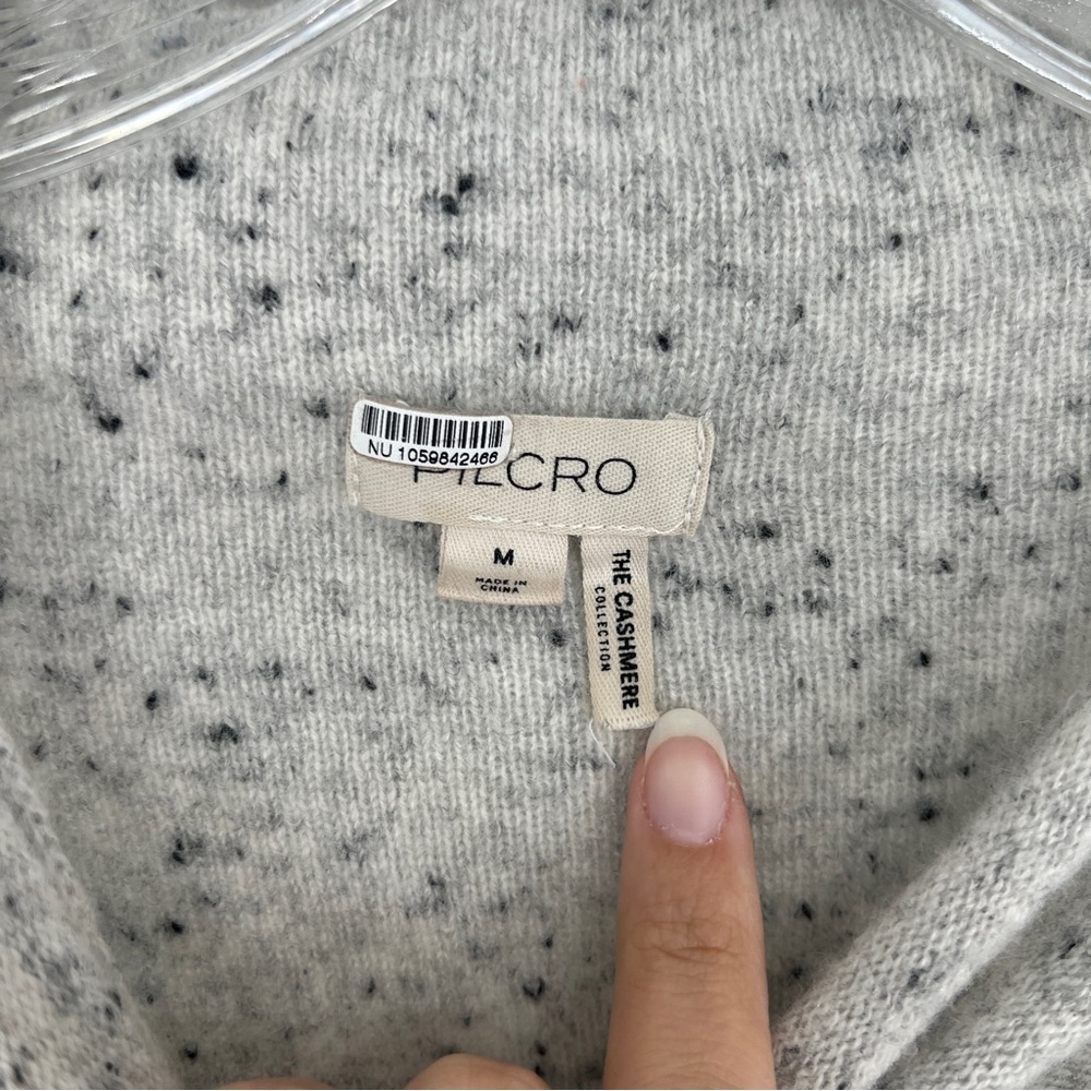 Pilcro 100% Cashmere Grey Star Mock Neck Prep Lightweight Knit Pullover Sweater - Picture 3 of 7
